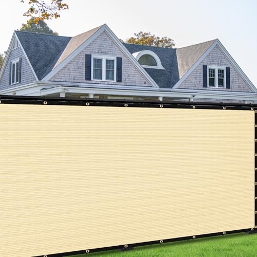7' x 20' Custom Size Beige Privacy Screen Fence Cover Heavy Duty Fencing Mesh with Zip Tie for Deck, Patio, Backyard, Outdoor Pool, Porch, Railing - We Can Make Custom Sizes