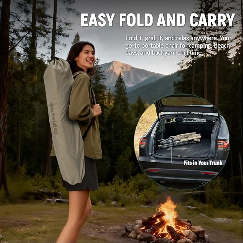 OUTSIDER 3-Position Portable Camping Chair- Heavy Duty 350 lb, Breathable Mesh, Outdoor Folding Chair for Camping, Lawn, Backyard - Includes Carry Backpack & Quick-Hook Ports