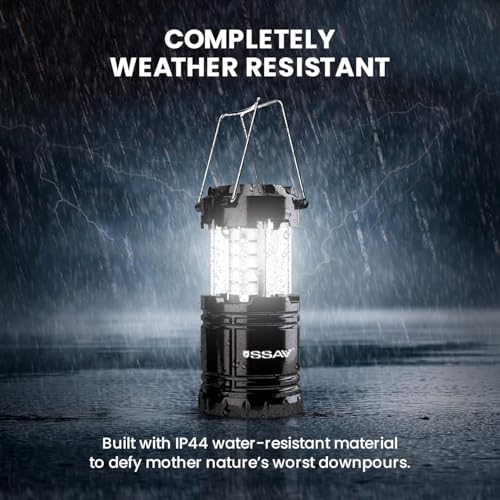 LED Camping Lantern, LED Lanterns, Suitable Survival Kits for Hurricane, Emergency Light for Storm, Outages, Outdoor Portable Lanterns, Collapsible (Batteries Included) (Black) - color: Black