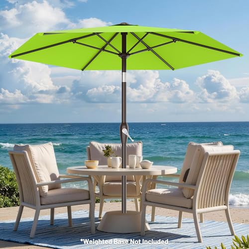 AreShark 7.5FT Patio Umbrella Table Market Umbrella with 6 Sturdy Ribs, Button Tilt/Crank Heavy-Duty Round Outdoor Umbrellas for Garden, Deck, Backyard,and Pool, Apple Green - color: Apple Green, size: 7.5FT
