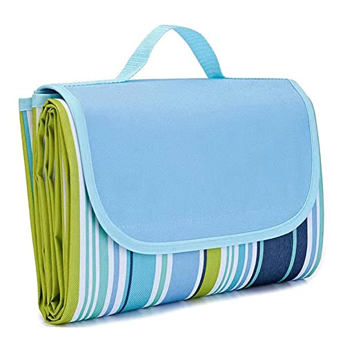 K Y KANGYUN Extra Large Picnic Blanket Outdoor Beach Blankets, Water-Resistant Foldable Sandproof Blankets Cute Picnic Mat for Beach, Camping Grass Lawn Park Mats (Blue, 80x60 in) - color: Blue, size: 5' x 6'8"