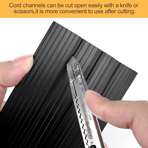 6.5Ft Cord Cover Heavy Duty Cable Protector 3 Channels Contains Cords, Cables and Wires, Easy to Unroll-Conceal Wires of Home, Office, Warehouse, Workshop, Concerts or Other Outdoors Surround (6.5Ft) - color: Black-Rubber, size: 6.5Ft
