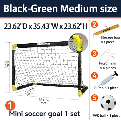 Small Soccer Goals for Kids, Foldable Mini Soccer Goal Set with Portable Soccer Net for Kids, Kid Soccer Goal for Indoor Outdoor Backyard Play, Soccer Toy Gift for Children - size: Elite Green: 35.43×23.62×23.62 inch in goal+ball