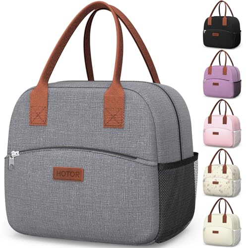 HOTOR Lunch Bag for Women & Men - Wear-Resistant Insulated Lunch Box with Large Capacity, Multi-Functional Cooler Bag for Office, Picnic, Grey, 12L, 12.20" x 6.30" x 10.20" - color: Gray, size: 12L
