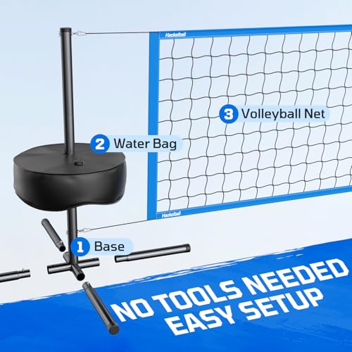 Haokelball LED Pool Volleyball Net Set, 15-32ft Adjustable Volleyball Net for Pool with Heavy Duty Base, Pool Volleyball Set for Inground Pools, Pool Toys & Pool Games for Kids & Adults, 2 Balls