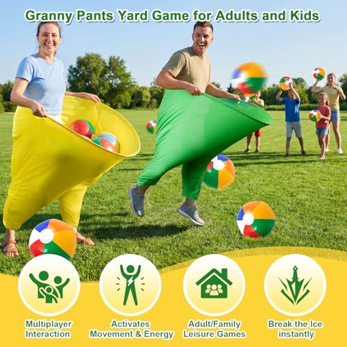 Granny Pants Yard Game, Outdoor Game with Bouncy Ball and Air Pump, Team Relay Family Reunion Party Field Game - size: 2PCS