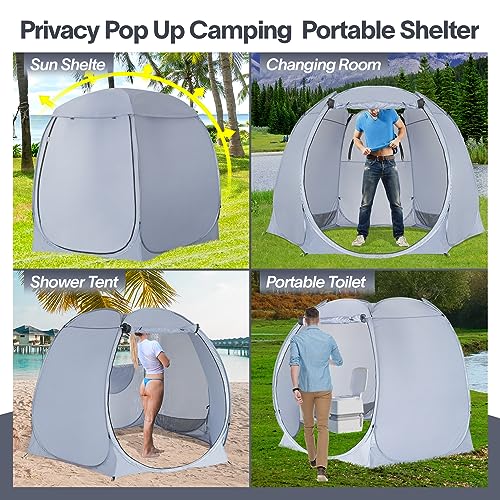 Alvantor® Pop Up Screen Tent House Room Instant Outdoor Camping Canopy Sun Shelter Gazebo for Patio, Backyard & Deck, Privacy Tent(2-10 People, 8'x8' 10'x10' 12'x12') - color: Gray, size: 8x8FT