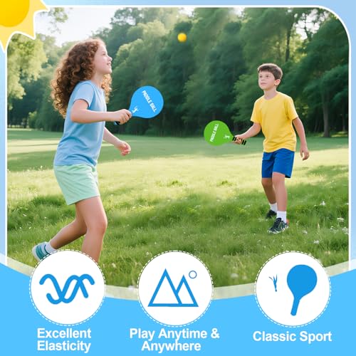 2 Sets Beach Games Toy Paddle Ball Set - Funny Paddleball Rackets Game, Outdoor Sports Toys for Kids Adults Family Games Yard Lawn Party Supplies, Blue Green, Medium - color: Blue, Green, size: Medium