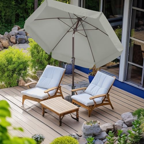 ABCCANOPY 7.5ft Scalloped Patio Umbrella, Outdoor Table Umbrella with Tilt and Crank, Fiberglass Ribs Deck Umbrella for Patio, Pool, Garden, Picnic (Light Gray) - color: Light Gray, size: 7.5FT