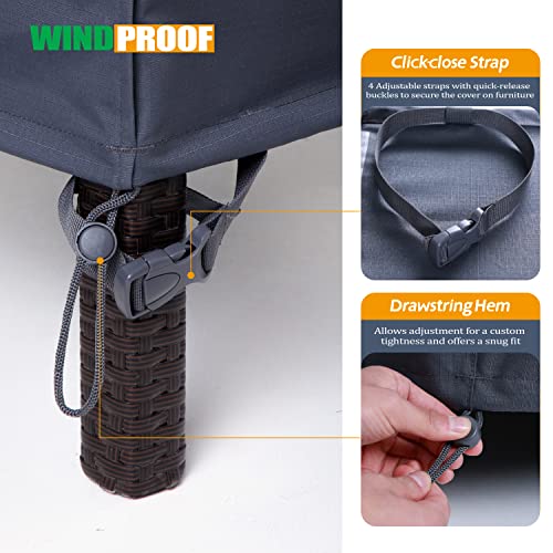 F&J Outdoors Patio Furniture Covers Waterproof UV Resistant Rip-stop Fabric Outdoor Furniture Cover, Grey, 84"Wx84"Dx27.5"H - size: 84"(W)x84"(D)x27.5"(H)