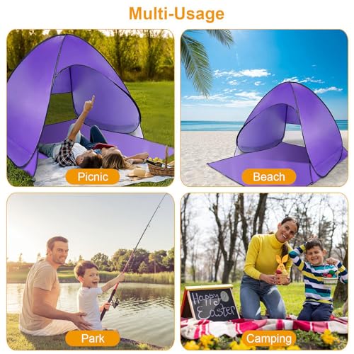 Pop Up Beach Tent, Anti UV Automatic Sun Shelter Umbrella, Portable Sun Shade Shelter for 2-3 People, Outdoor Instant Pop Up Beach Shade Tent with Carrying Bag