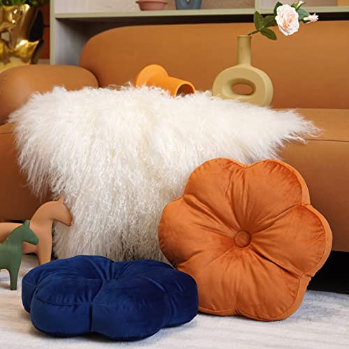 ARTMAGIC Flower Shaped Velvet Decorative Throw Pillow Cushion Ultra Soft Cute Daisy Boho Pillow Floor for Couch Bed Sofa Gift (Burnt Orange) - color: Burnt Orange