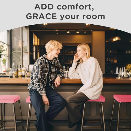 AddGrace Anti-Slip Bar Stool Cushions Square Bar Stool Seat Cushions with Ties Set of 4 Small Square Chair Pads with Machine Washable Cover 12"X12"X2" (Pink) - color: Pink