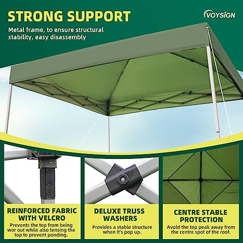 10x10 Pop Up Canopy Tent, Outdoor Instant Sun Shelter - Green, Included 1 x Rolling Storage Wheeled Bag, 4 x Guylines, 8 x Stakes - color: Basic Green