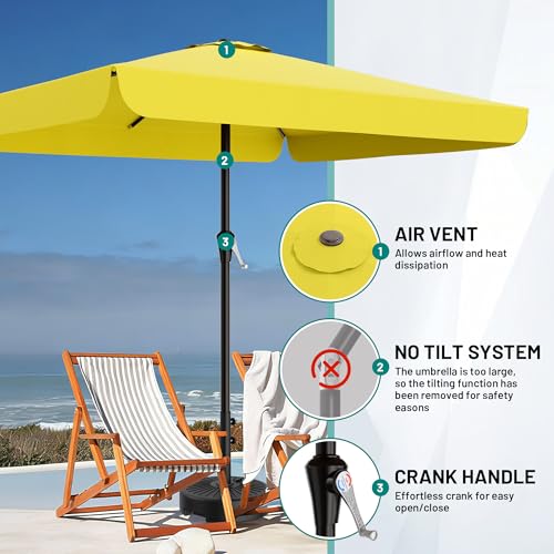 AreShark 8 X 10 FT Large Rectangular Patio Umbrella with Valance, Outdoor Table Market Umbrella w/Crank & 8 Ribs, Rectangle Outdoor Umbrellas for Garden, Deck, Yard and Poolside, Yellow - color: Yellow, size: 8x10 FT