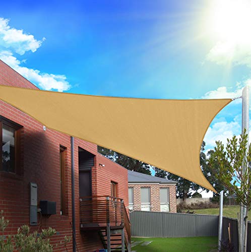 FLY HAWK Rectangle Sun Shades Outdoor, 6' x 8' Patio Sun Shade Sail Canopy Sunshade Cover Sails Shade - Durable Fabric Cloth for Outdoor Garden Yard Pond Pergola Sandbox Deck Courtyard - Gray Color - color: Sand, size: 6' x 8'