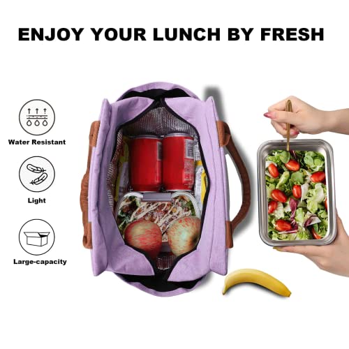 Joymee Lunch Bag Women Insulated Lunch Box Reusable Leakproof Large Spacious Cooler Tote for Women Men Adult with Bottle Holder and Side Pockets for Work Office Travel Picnic - Purple - color: 04 Purple