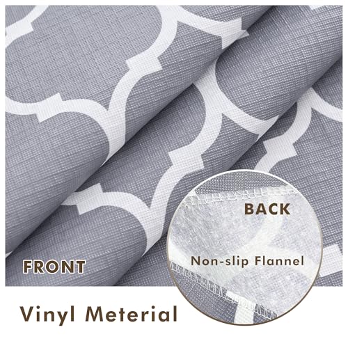 Nasitos 2 Pack 60 Inch Round Plastic Vinyl Tablecloth with Flannel Backed for 4Ft Round Table Moroccan Grey - color: Moroccan Grey, size: 60 Inch (Round)