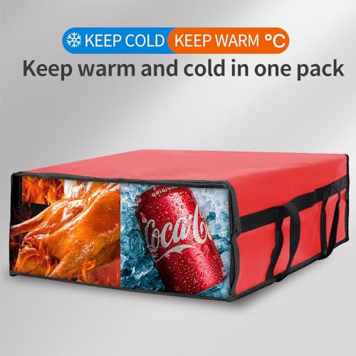 Bodaon Insulated Pizza Delivery Bag, 20" x 20" x 8" Pizza Warmer Bags for Carry Hot, Insulated Food Delivery Bag, Insulated Grocery Bags (Red, 1-Pack) - color: Red, size: 20" x 20" x 8"