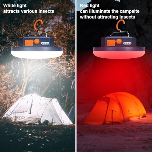 10000mAh Rechargeable Camping Light Insect Not Attract 4000LM Work Light White/Red/Pink/SOS Brightness Stepless Dimming, IP45 Waterproof Tent Light Power Failure for Halloween (Standard)