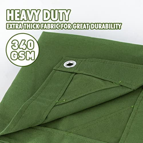CARTMAN Finished Size 8x10 Feet Canvas Tarp with Rustproof Grommets, Heavy Duty Multipurpose Tarpaulin Cover for Canopy Tent, Roof, Camping, Woodpile - color: Olive Green, size: 8'x10'
