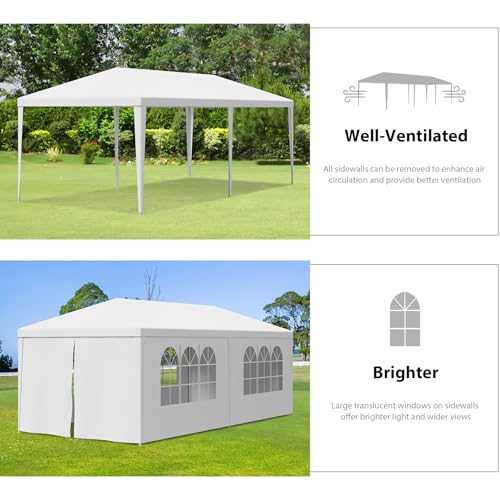 LEMY Gazebo Tent, Outdoor Canopy Shelter with Removable Sidewalls and Windows, Waterproof Heavy Duty Canopy for Patio, Garden, Party Wedding, 10' x 20', White - size: 10' x 20'