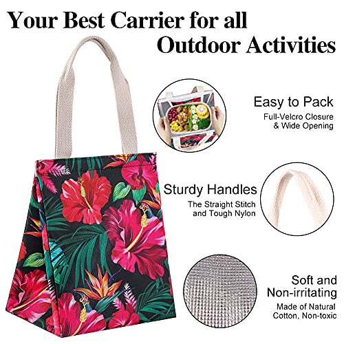 iknoe Lunch Bag Insulated Lunch Bags for Women & Men, 9L Reusable Lunch Tote, Portable Adult Thermal Large Lunch Cooler for Work Picnic Beach (Botanic) - color: botanic, size: Velcro Closure