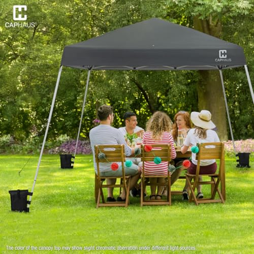 Fencer Wire 8x8ft Top Slant-Leg Pop Up Canopy Tent, Heavy-Duty Commercial Grade with 10x10 Base, Patented One-Push Central Locking, Portable & Instant Folding Shelter with Carry Bag, Blue - color: Blue, style: 8x8