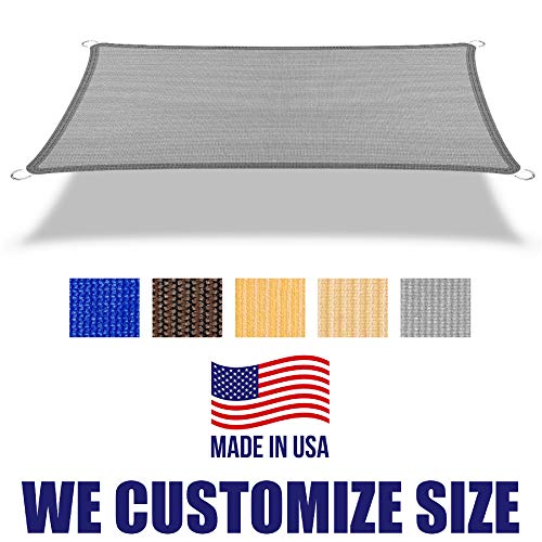 4' x 7' Grey Rectangle Sun Shade Sail Canopy, 95% UV Blockage Awning Shelter Fabric Cloth Screen for Patio Outdoor Backyard - Heavy Duty Commercial Grade (Custom Size - Made in USA) - color: Gray, size: 4' x 7'
