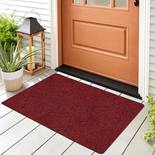 Thin Indoor Doormat Entryway Mats Front Porch Doormats,Non-Slip Dirt-Resistant Entrance Mat,36'' x 24'' Absorbent Door Mats for Any Door, Entryway,Kitchen,Patio,Home - color: Red, size: 2' x 3' (Rectangular)