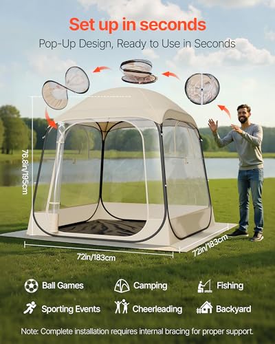 VEVOR Pop up Sports Tent, 8 Sizes Optional Clear Bubble Tent for 1-6 Person, Waterproof Outdoor Pod with Floor Mat & Top Cover, Garden Igloo Dome Tents Camping Shelter for Sports Watching - color: Clear, size: 72" L x 72" W x 76.8" H