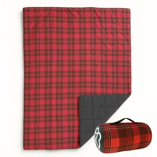 ROAM Weatherproof Sherpa Fleece Blanket - Durable Recycled Ripstop Exterior, Eco Insulation, Compact Travel Design, Machine Washable, All-Season Outdoor & Indoor Blanket, 75" x 52" (Campfire Plaid) - color: Campfire Plaid
