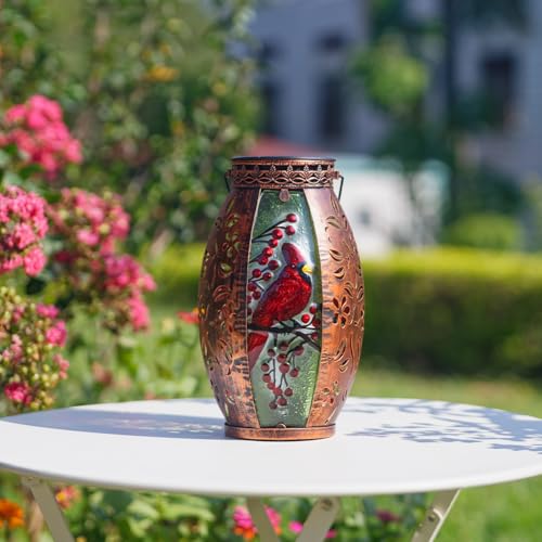 STARSOUL Solar Lantern Outdoor Waterproof, Hanging Solar Lantern for Patio Garden Yard Decor, Cardinal Memorial Gifts for Loss of Love one, Bereavement Sympathy Gift - color: Cardinal-B