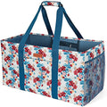 WONDAY Extra Large Reusable Grocery Bag Carrier with Handle, Thirty One Utility Tote Foldable for Shopping and Beach - color: Blue Flower