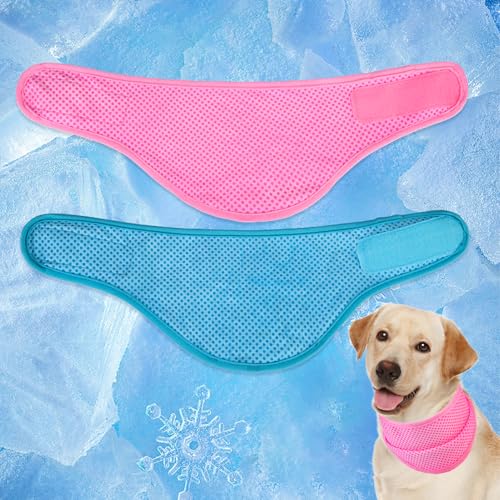 EXPAWLORER Dog Cooling Bandana - 2 Pack Instant Cooling Dog Bandanas, Chill Out Pet Cool Scarf Summer Essentials Ice Neck Cooler Wrap, Prevent Sunstroke for Small Medium Large Dogs, Pink Blue XL - color: Pink & Blue, size: X-Large