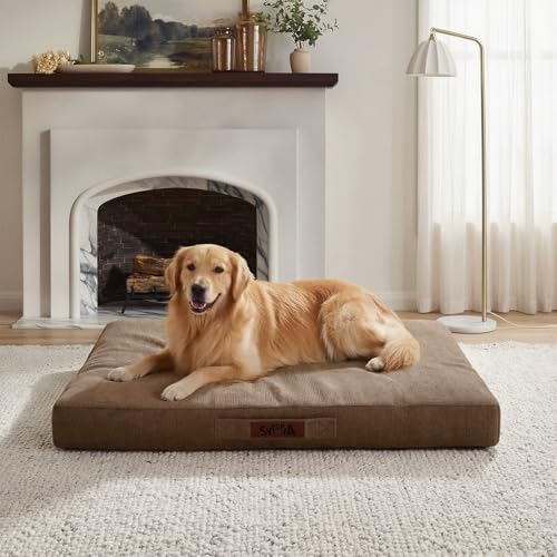 Sytopia 42-Inch Indestructible Waterproof Orthopedic Dog Bed, Chew Proof XL Size for Extra Large Dogs, Supports Up to 100 lbs, Suitable for Indoor and Outdoor Use, Great Pet Gift for Crate, Brown - color: Brown, size: 42.0"L x 29.0"W x 4.0"Th