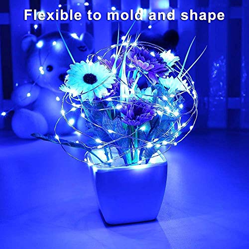 Blingstar USB Powered Fairy Lights, 2 Pack 33Ft 100 LED, Flexible Silver Wire, Mini String Lights for Indoor Christmas Tree/Halloween/Bedroom/Dorm/Party Decoration, Blue - color: Blue