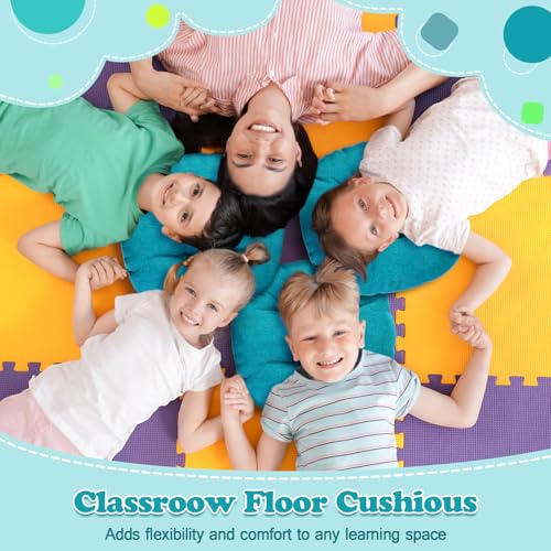 Fumete 8 Pcs 16 Inch Round Floor Cushions for Kids and Toddlers, Flexible Seating Classroom Furniture Floor Pillow for Home, Daycare, Preschool, Yoga and Meditation (Turquoise) - color: Turquoise