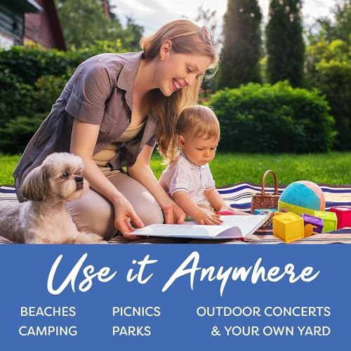 scuddles Extra Large Picnic Blanket 80 x 80 Inch, Waterproof Outdoor Mat with 3 Layer Soft Cushion, Foldable Compact Design with Carry Strap for Beach, Camping, Hiking, Parks and Travel Use - color: Navy