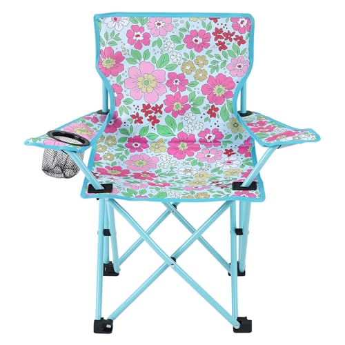 KABOER Kids Outdoor Folding Lawn and Camping Chair with Cup Holder and Carrying Bag, Children's Camping Chairs - color: Floral