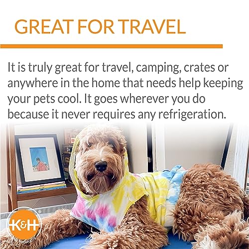 K&H Pet Products Coolin' Pet Pad Dog Mat, Portable Dog Cooling Mat for Travel or in Home, Perfect for Carriers, Crates, Outdoor Houses, Yards, Porches, Pet Beds & More - Large 36 X 20in Chill Blue - size: Large (20 x 36 in)