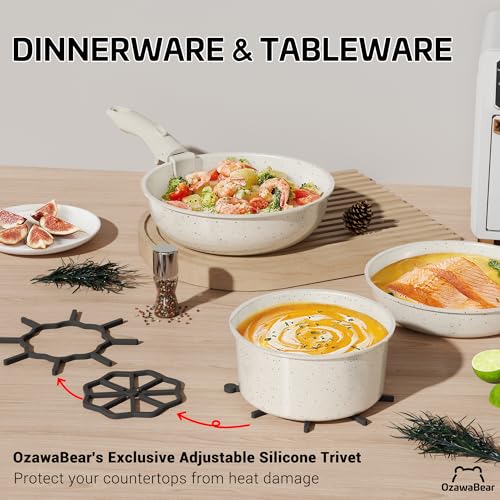 26 Pcs Pots and Pans Set Non Stick, Ceramic Cookware Set Non Toxic with Detachable Handles, Healthy Induction Cookware Oven Safe RV Kitchen Set, PFAS PFOA & PTFE Free, Cream White - size: 26Pcs