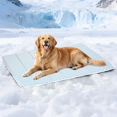 Cooling Dog Mat Q-Max>0.5 - Rapid Cooling Tech, Thin Breathable Crate Pad, Portable Washable Summer Mat, Chill Soothing Fabric - 41"x27" Extra Large Dog, Blue - color: Blue, size: 41"L x 27"W x 0.8"H