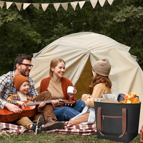 LHZK Jumbo Insulated Cooler Bag with Zipper, Collapsible Leak Proof Insulated Bag with Handles is Perfect for Grocery, Food Delivery, Beach, Picnic, Travel (50L, Black) - color: Black