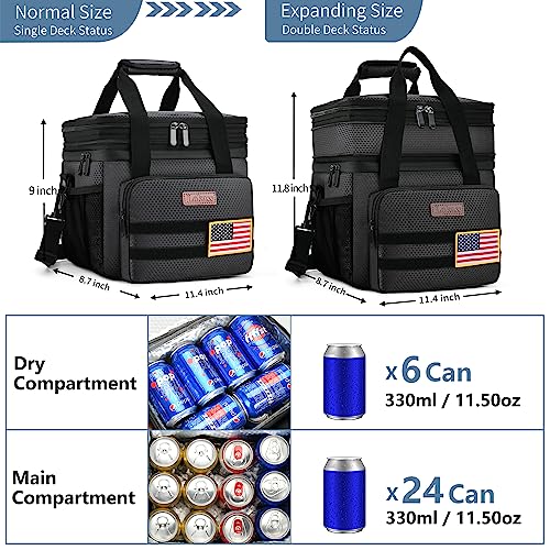 Tactical Lunch Box for Men- Large Insulated Lunch Bag-Expandable Adult Lunch Box with Adjustable Shoulder Strap-Large Lunch Tote Bag for Work Camping Fishing (Black) - color: Tactical Black