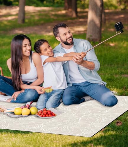 DEWUR Picnic Blankets 79"x79" Extra Large Outdoor Blanket Beach Blanket Waterproof SandProof Picnic Mat Washable Foldable Portable for Grass Lawn Beach Camping - color: Khaki Leaves