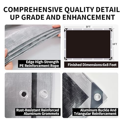 Tarp Heavy Duty 4x6ft Waterproof Tarps,10mil Uv Resistant,Multipurpose Silver/Black Tarps for Cars,Camping,Roof,Ship,Garden.by-MVPNET - color: Silver/Black, size: 4x6