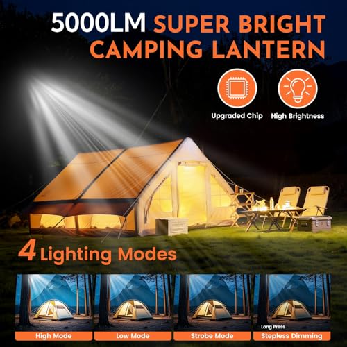 12000mAh Camping Lights 2Pack, 42W Tent Light Rechargeable, Flashlight Portable, LED Camping Lantern, Canopy Lights Outdoor, Lanterns for Power Outages, Waterproof Emergency Gear for Hurricane - size: 42W-2Pack