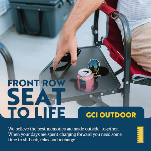 GCI Outdoor Freestyle Rocker XL with Side Table Camping Chair | Portable Folding Rocking Chair with Solid, Durable Armrests, Drink Holder & Comfortable Backrest — Black - color: Black, style: Freestyle Rocker XL W/ Side Table