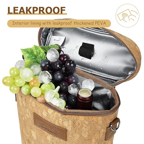 Tirrinia 2 Bottle Wine Gift Tote Carrier - Leakproof & Insulated Padded Versatile Wine Cooler Bag for Travel, BYOB Restaurant, Wine Tasting, Party, Dinner,Gift for Wine Lovers, Cork - color: Cork, size: 2 Bottle-without front pocket